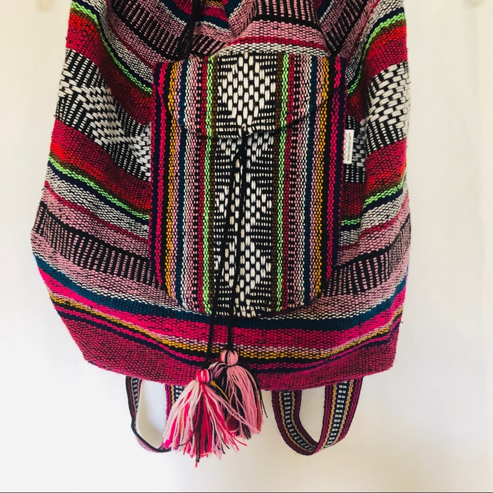 BOHO Hippie Woven Backpack Baja Stripe - Picture 3 of 7